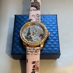 Elegant Pink Paris-Themed Women's Watch